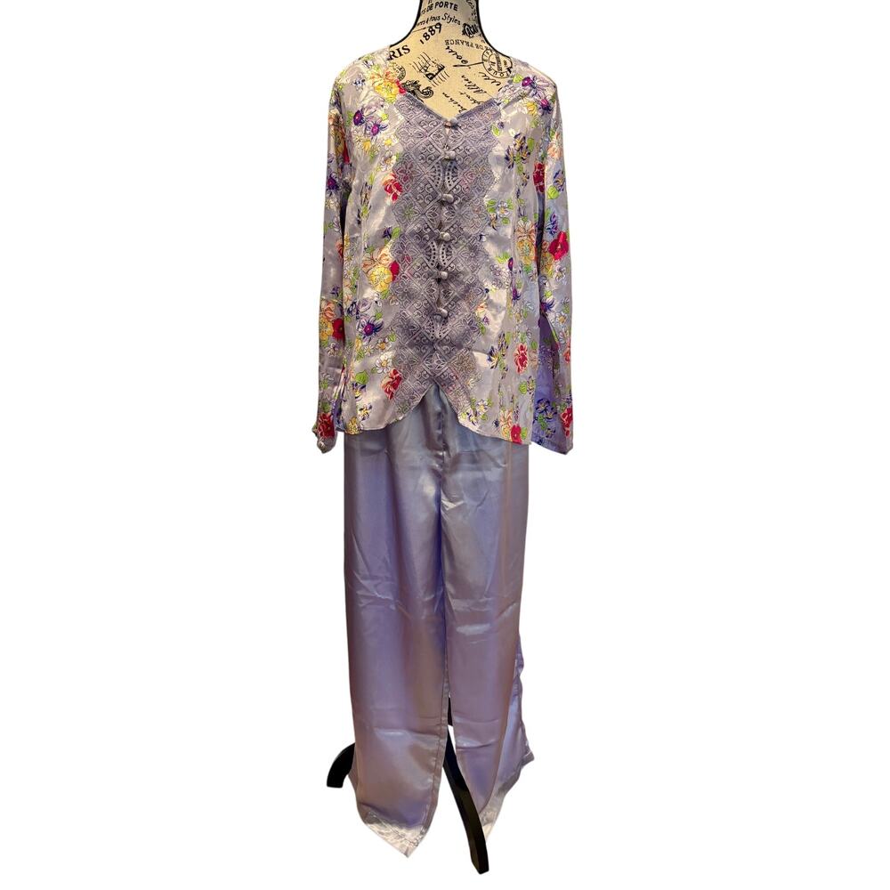Vintage Victoria Secret Gold Label Floral Satin 2piece Loungewear Pajamas size M